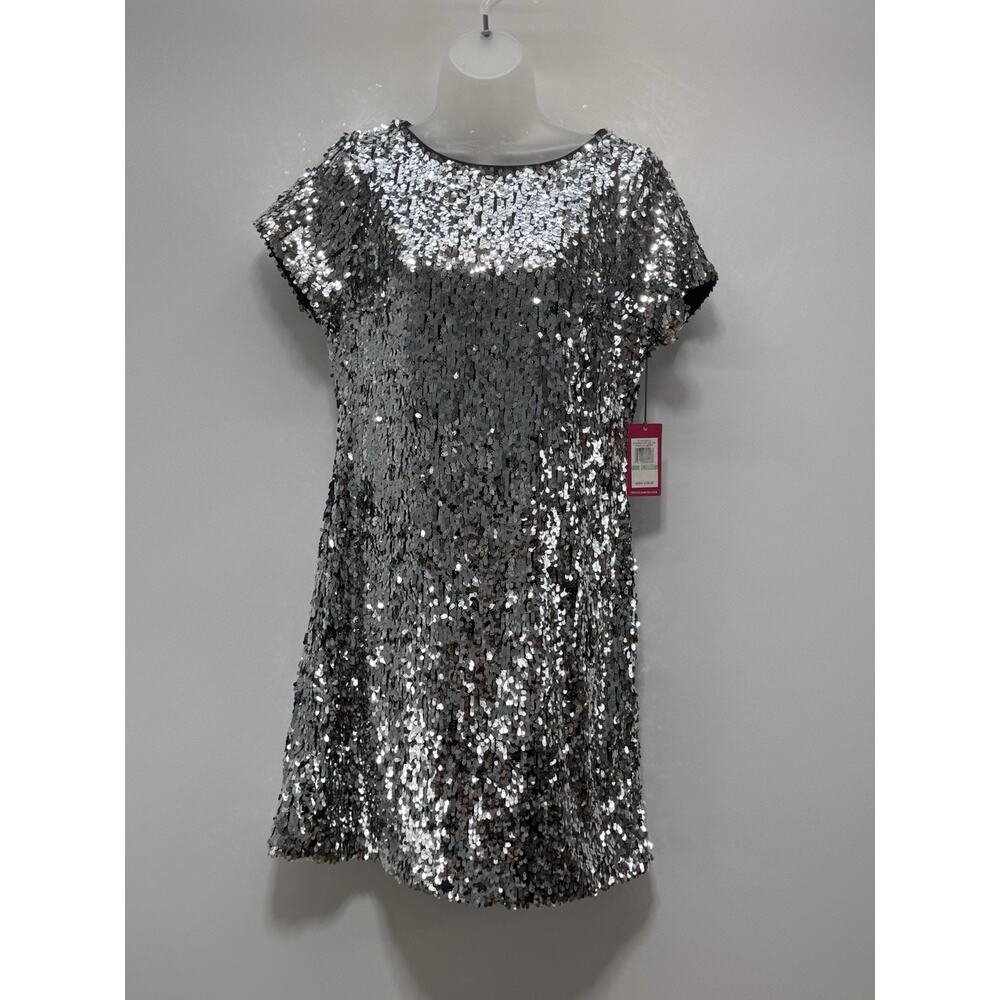 NEW Womens Vince Camuto Sequin Dress Size 8 Silver Black dress NWT